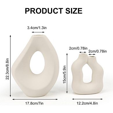 Ceramic Donut Vase Set of 2, Nordic Minimalist Decorative Vases
