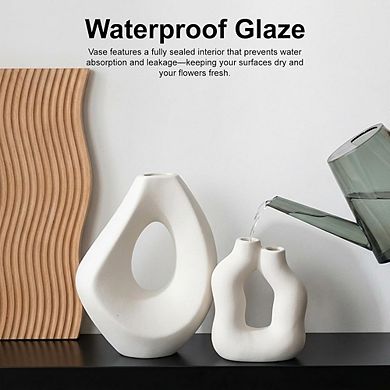 Ceramic Donut Vase Set of 2, Nordic Minimalist Decorative Vases