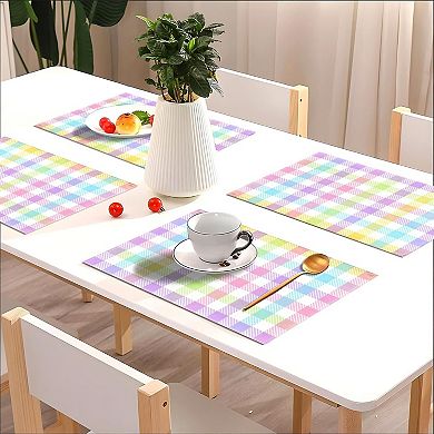 Linen Easter Buffalo Check Plaid Placemats Set of 4 Rustic Spring Place Mats for Home Kitchen Dining