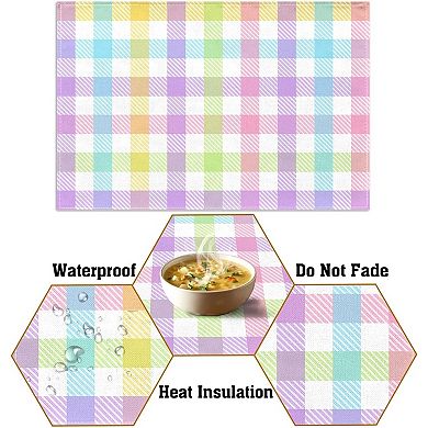 Linen Easter Buffalo Check Plaid Placemats Set of 4 Rustic Spring Place Mats for Home Kitchen Dining