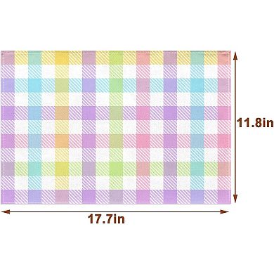 Linen Easter Buffalo Check Plaid Placemats Set of 4 Rustic Spring Place Mats for Home Kitchen Dining