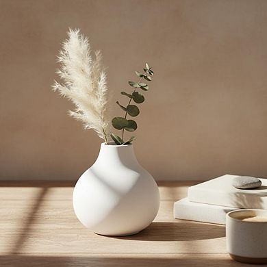 Ceramic Round Vase, Minimalist Nordic Japandi Decor for Home