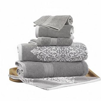 6 pc Reversible Yarn Dyed Jacquard Cotton Towel Set