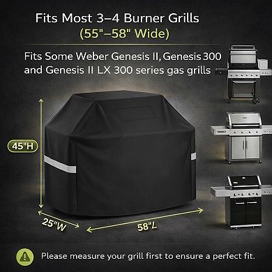 58 Inch Heavy Duty BBQ Grill Cover Waterproof UV Resistant Universal Fit