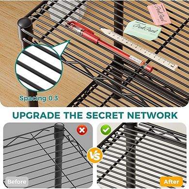 2-Tier Metal Wire Bookshelf, Adjustable Freestanding Storage Organizer