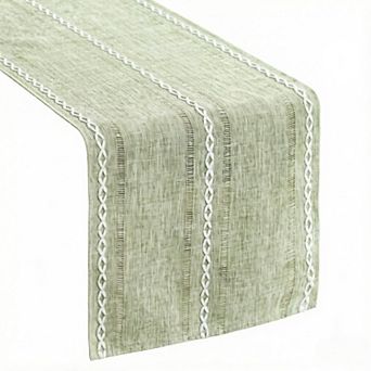 Rustic Cotton Linen Table Runner, Seasonal Embroidered Hollow Kitchen Dining Table Decoration