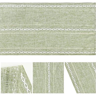 Rustic Cotton Linen Table Runner, Seasonal Embroidered Hollow Kitchen Dining Table Decoration