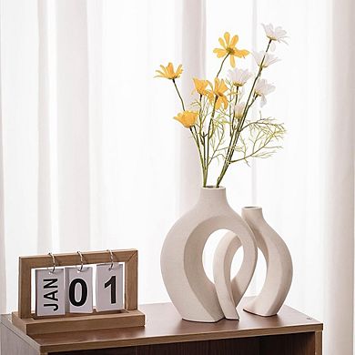 Ceramic Vase Set of 2, Nordic Minimalist Book-Style Decorative Vases