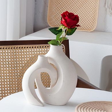 Ceramic Vase Set of 2, Nordic Minimalist Book-Style Decorative Vases