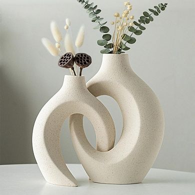 Ceramic Vase Set of 2, Nordic Minimalist Book-Style Decorative Vases