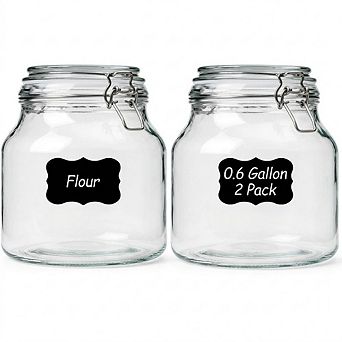 Airtight Kitchen Canister Set with Bamboo Lids, Stackable Food Storage