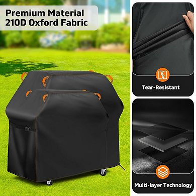 Grill Cover Outdoor Waterproof Oxford UV Protection Wind Resistant Adjustable Reflective Handle