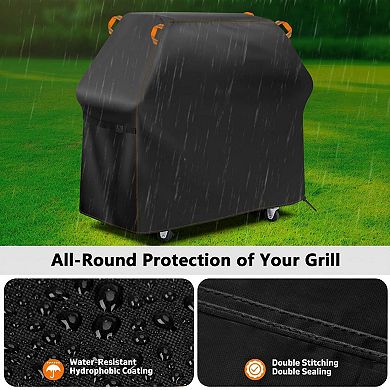 Grill Cover Outdoor Waterproof Oxford UV Protection Wind Resistant Adjustable Reflective Handle