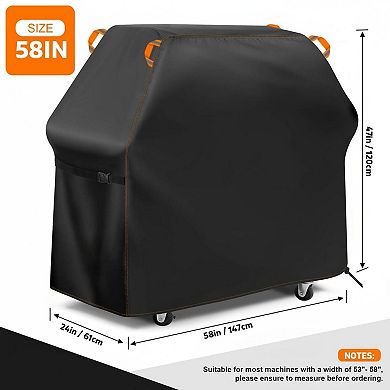 Grill Cover Outdoor Waterproof Oxford UV Protection Wind Resistant Adjustable Reflective Handle