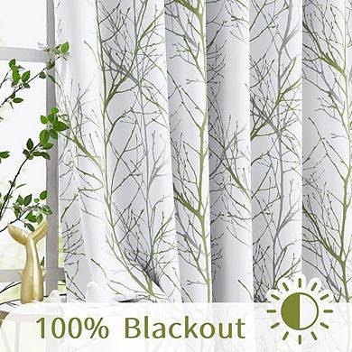 Blackout Curtains 2 Panels, Thermal Insulated, Printed Room Darkening Drapes
