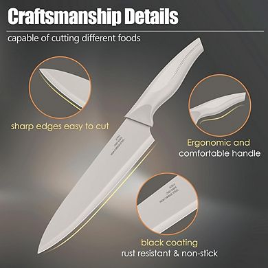 21-Piece Stainless Steel Kitchen Knife Set with Knife Block and Accessories