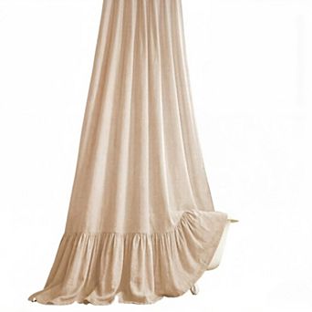 Farmhouse Shower Curtain with Ruffle Hem Linen Beige Shower Curtains for Bathroom Boho Country