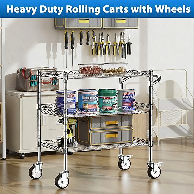 3-Tier Heavy Duty Rolling Cart for Kitchen & Garage