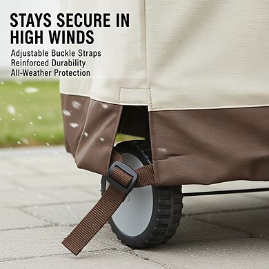 Gas Grill Cover Weather Resistant Anti-UV Waterproof Secure Straps Outdoor Medium