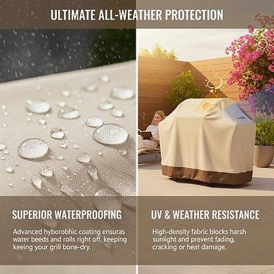 Gas Grill Cover Weather Resistant Anti-UV Waterproof Secure Straps Outdoor Medium