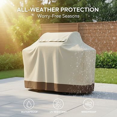 Gas Grill Cover Weather Resistant Anti-UV Waterproof Secure Straps Outdoor Medium