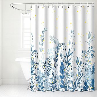 Watercolor Shower Curtain, Eucalyptus Leaf Flower Shower Curtain for Bathroom, Modern Minimalist