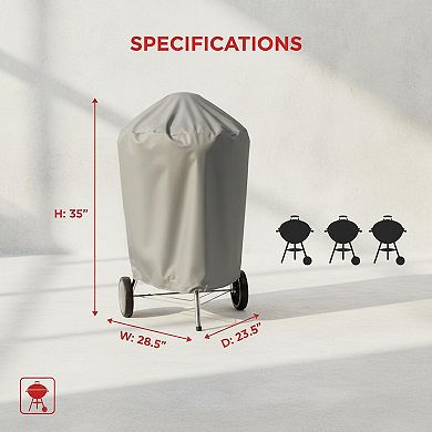 22-inch Charcoal Kettle Grill Cover Heavy-duty Polyester UV Water Resistant Secure Straps Easy