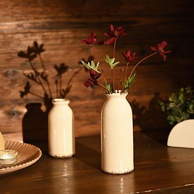 Ceramic Vase Set of 2 Decorative Vases for Flowers, Rustic Farmhouse