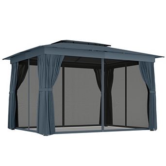Outsunny 10ft x 12ft Outdoor Patio Gazebo, Double Roof Gazebo Canopy Shelter