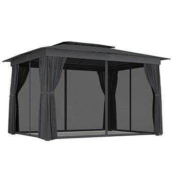 Outsunny 10ft x 12ft Outdoor Patio Gazebo, Double Roof Gazebo Canopy Shelter