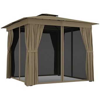 Outsunny 10ft x 12ft Outdoor Patio Gazebo, Double Roof Gazebo Canopy Shelter
