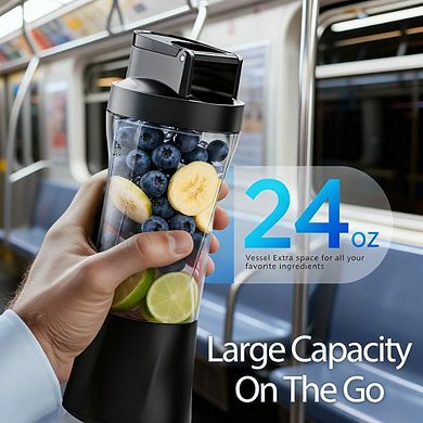 3-in-1 Portable Blender, 24oz Cordless, USB-C Rechargeable, Self-Cleaning, BPA-Free