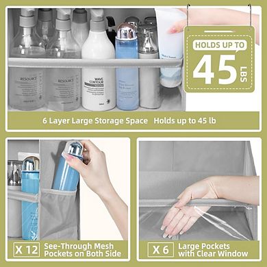 Over Door Hanging Organizer with 6 Large and 12 Side Pockets