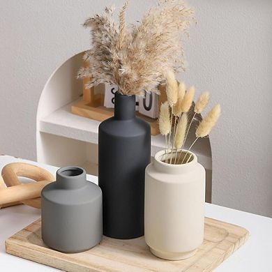 Ceramic Vase Set of 3 Decorative Vases, Modern Boho Farmhouse Style