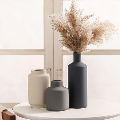 Ceramic Vase Set of 3 Decorative Vases, Modern Boho Farmhouse Style