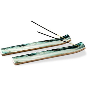 Mango Wood Incense Holder Set of 2, Ash Catcher Tray for Home Decor