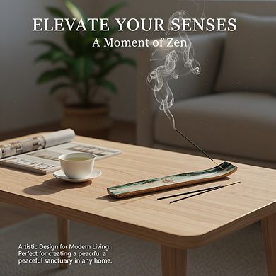 Mango Wood Incense Holder Set of 2, Ash Catcher Tray for Home Decor