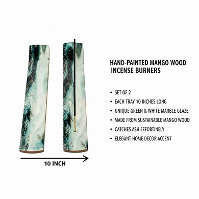 Mango Wood Incense Holder Set of 2, Ash Catcher Tray for Home Decor