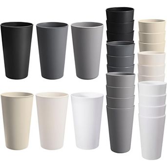 24 pc Unbreakable Plastic Cups Set, 20 oz Reusable Plastic Cups, Stackable Water Tumblers