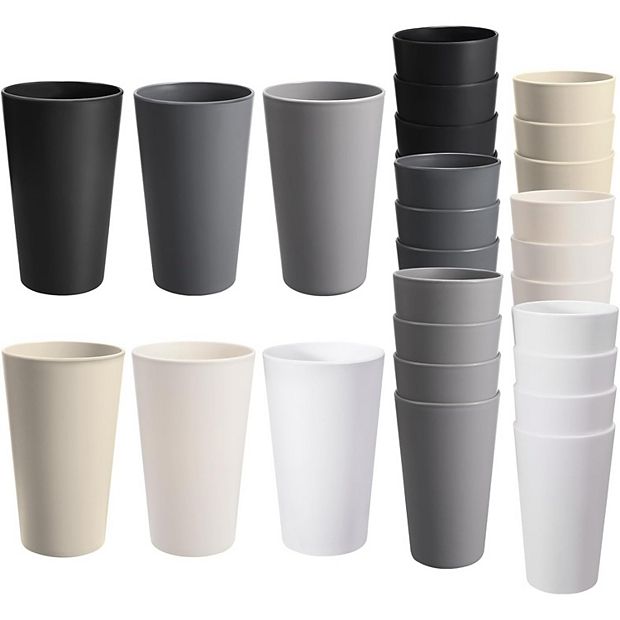 24 Pcs Unbreakable Plastic Cups Set, 20 oz Reusable Plastic Cups, Stackable  Water Tumblers