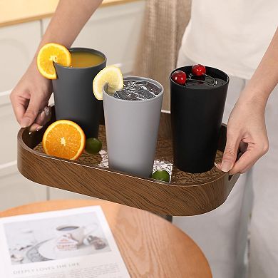 24 Pcs Unbreakable Plastic Cups Set, 20 oz Reusable Plastic Cups, Stackable Water Tumblers