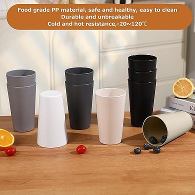 24 Pcs Unbreakable Plastic Cups Set, 20 oz Reusable Plastic Cups, Stackable Water Tumblers
