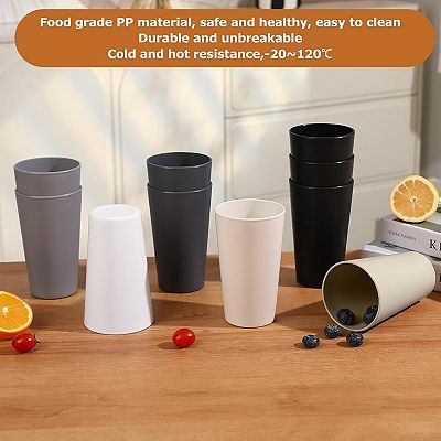 24 Pcs Unbreakable Plastic Cups Set, 20 oz Reusable Plastic Cups, Stackable  Water Tumblers