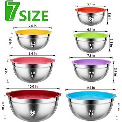 26 Piece Stainless Steel Nesting Bowls with Lids Durable & Dishwasher Safe