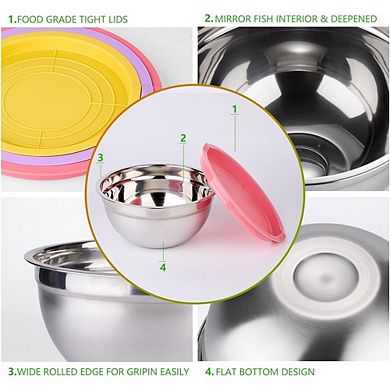 26 Piece Stainless Steel Nesting Bowls with Lids Durable & Dishwasher Safe
