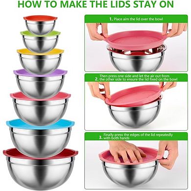 26 Piece Stainless Steel Nesting Bowls with Lids Durable & Dishwasher Safe