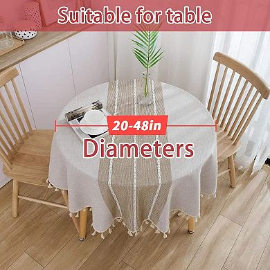 Table Cloth Tassel Cotton Linen Table Cover for Kitchen Dinning Wrinkle Free Table Cloths (60in )