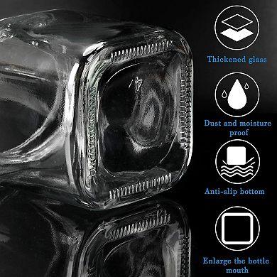 Condiment Jar Spice Container with Lids and Spoons, 8.6oz Clear Glass Condiment Canisters Pots
