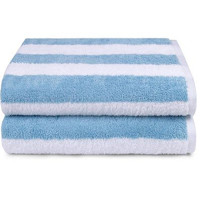 Soft & Absorbent Beach Towels, Cotton, Cabana Stripe, Machine Washable, Quick Dry, Large , 2-Pack