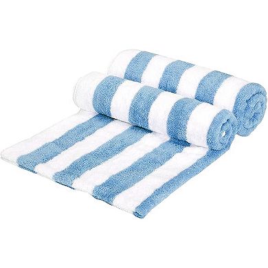 Soft & Absorbent Beach Towels, Cotton, Cabana Stripe, Machine Washable, Quick Dry, Large , 2-Pack